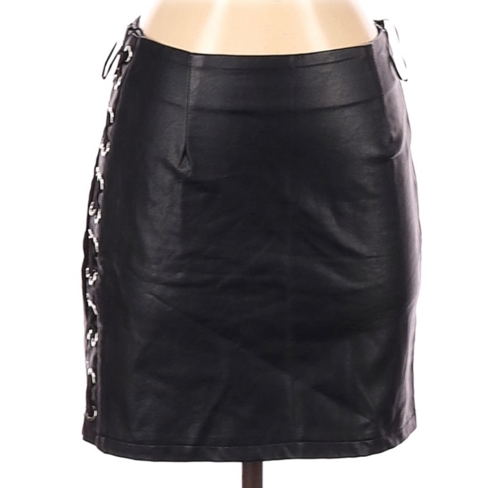 LF SEEK the Label Black Vegan‎ Leather Mini Skirt S